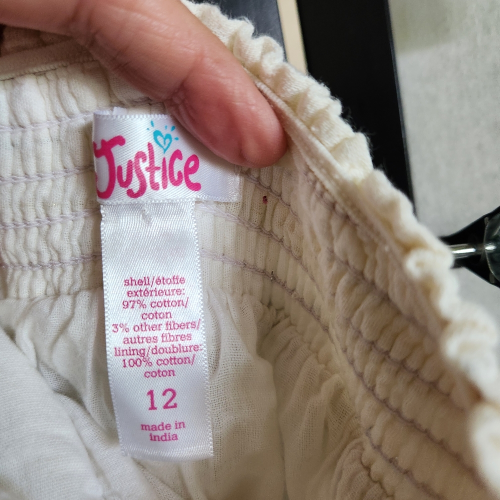 Justice Cream High Low Ruffled Girl's Skirt Lined - Picture 10 of 10